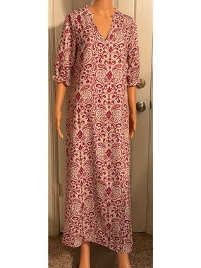 NoraCora Cream Maxi Dress with Pink Scroll Print